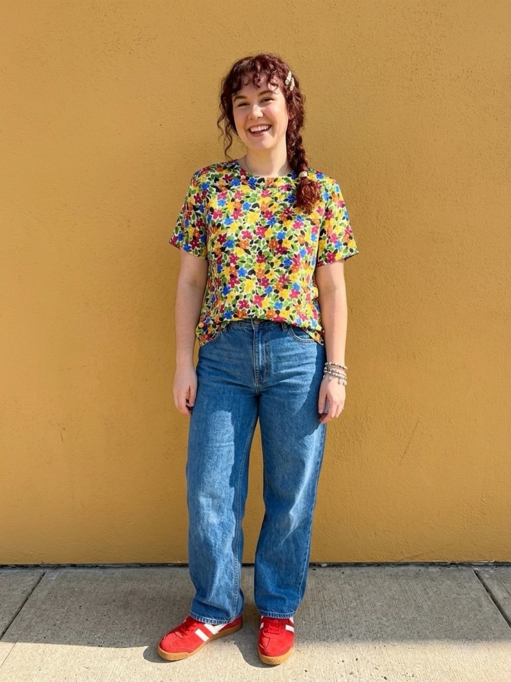 Vintage 80s Counterparts Floral Short Sleeve Blouse Bold Bright Button Back 16 - Picture 12 of 12